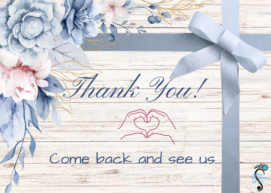 7x5" Blue & Pink Thank You Card w/logo