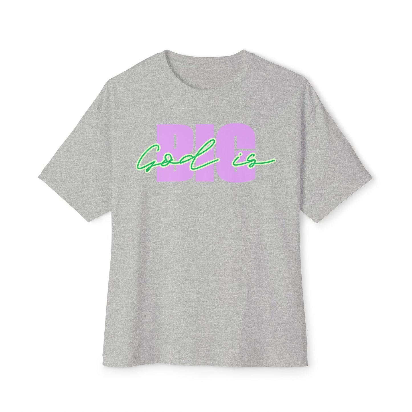 God is BIG (Lavender&Green) Tee – Oversized Box Graphic T-Shirt