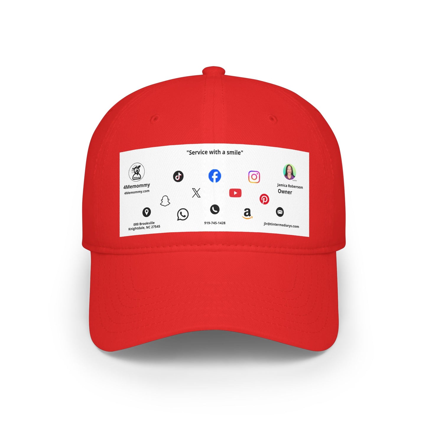 White Business Card Hat - Low Profile Baseball Cap (Print)
