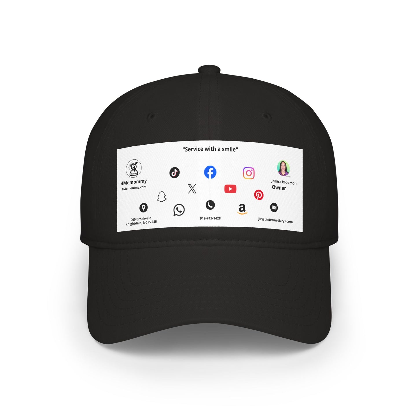 White Business Card Hat - Low Profile Baseball Cap (Print)