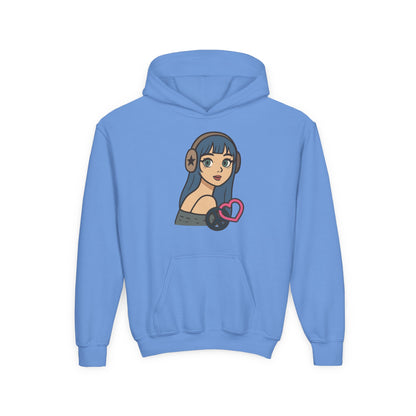 In Her Happy Wearing Headphones - Kids/Youth Hoodie Gildan 18500B
