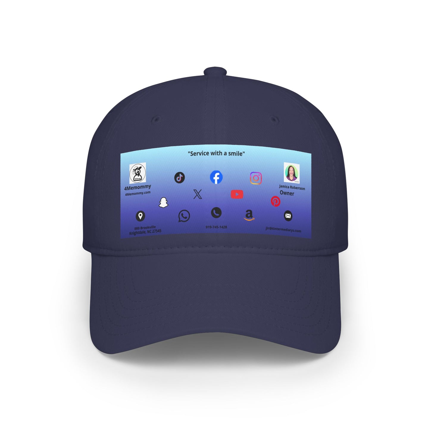 Blue Gradient Business Card Hat - Low Profile Baseball Cap (Print)
