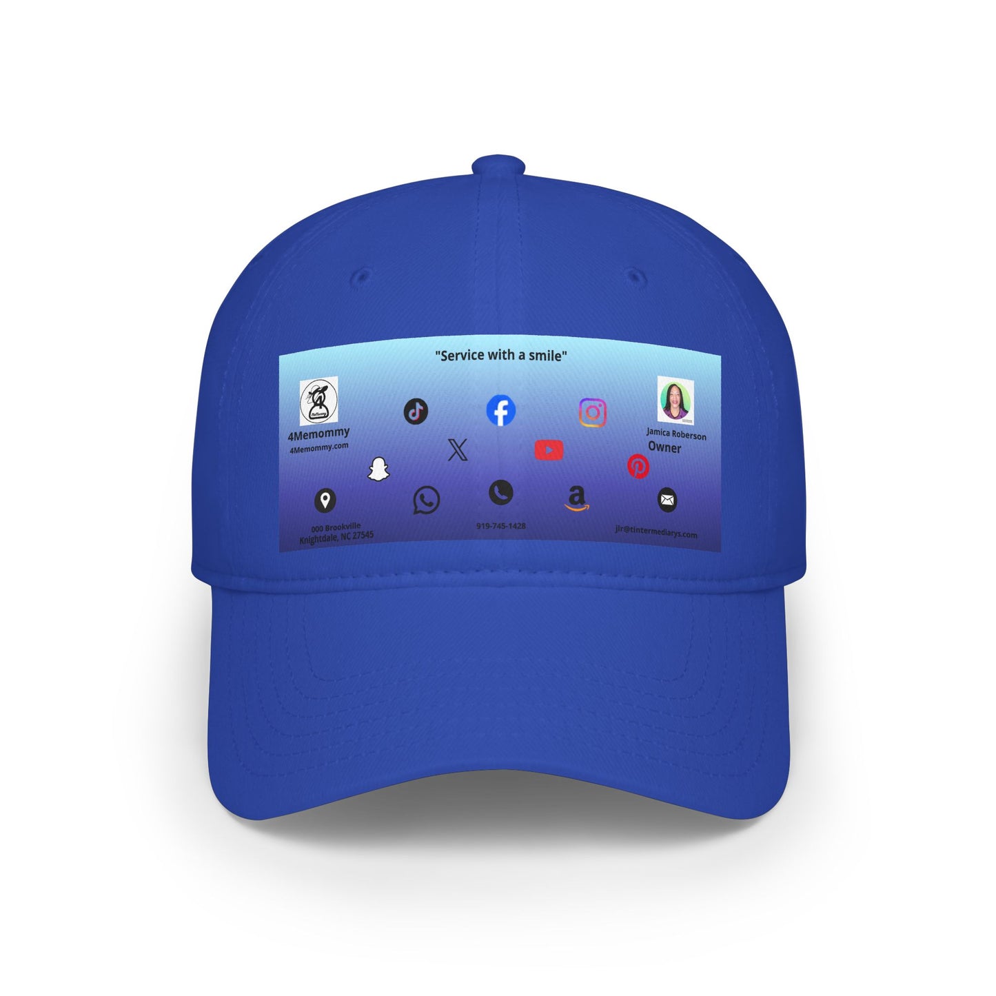 Blue Gradient Business Card Hat - Low Profile Baseball Cap (Print)
