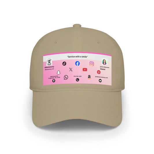 Pink Gradient Business Card Hat - Low Profile Baseball Cap (Print)