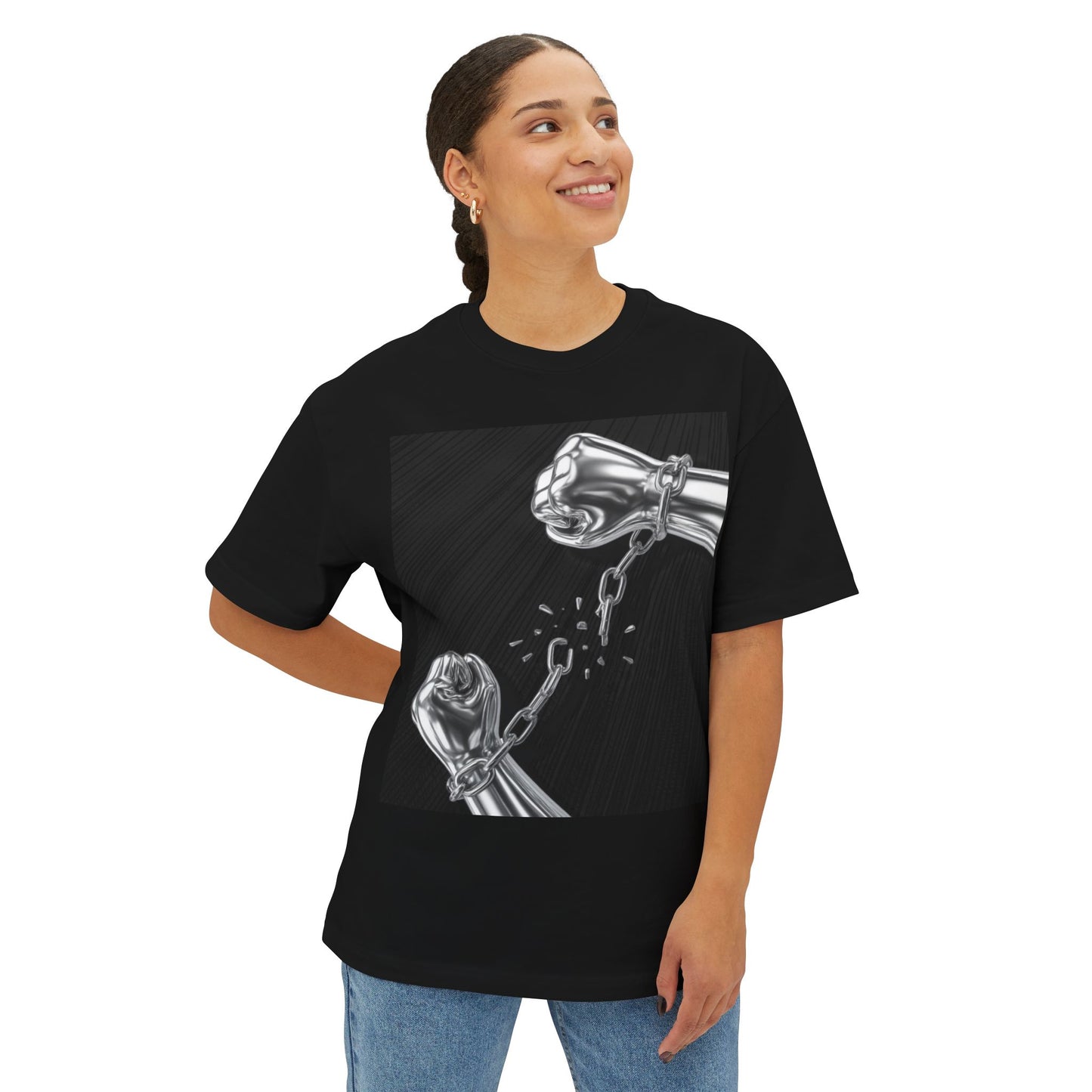 Chrome Chain Break Tee – Oversized Box Graphic T-Shirt