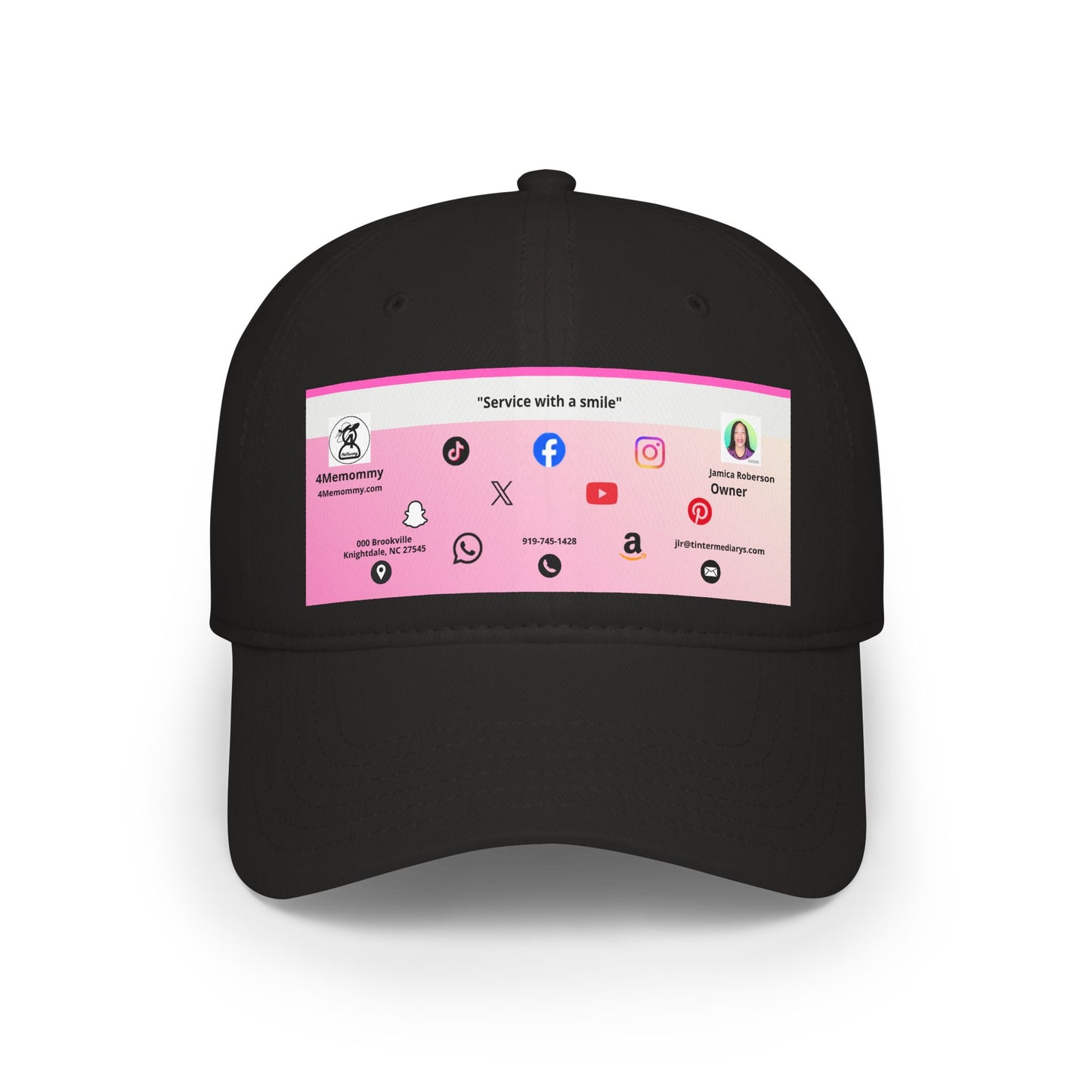 Pink Gradient Business Card Hat - Low Profile Baseball Cap (Print)