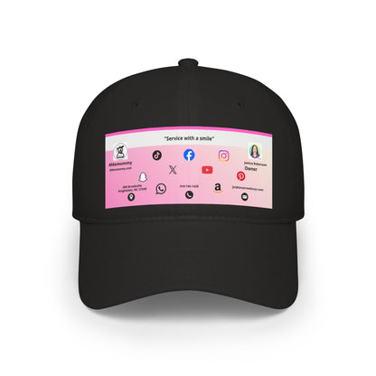 Pink Gradient Business Card Hat - Low Profile Baseball Cap (Print)