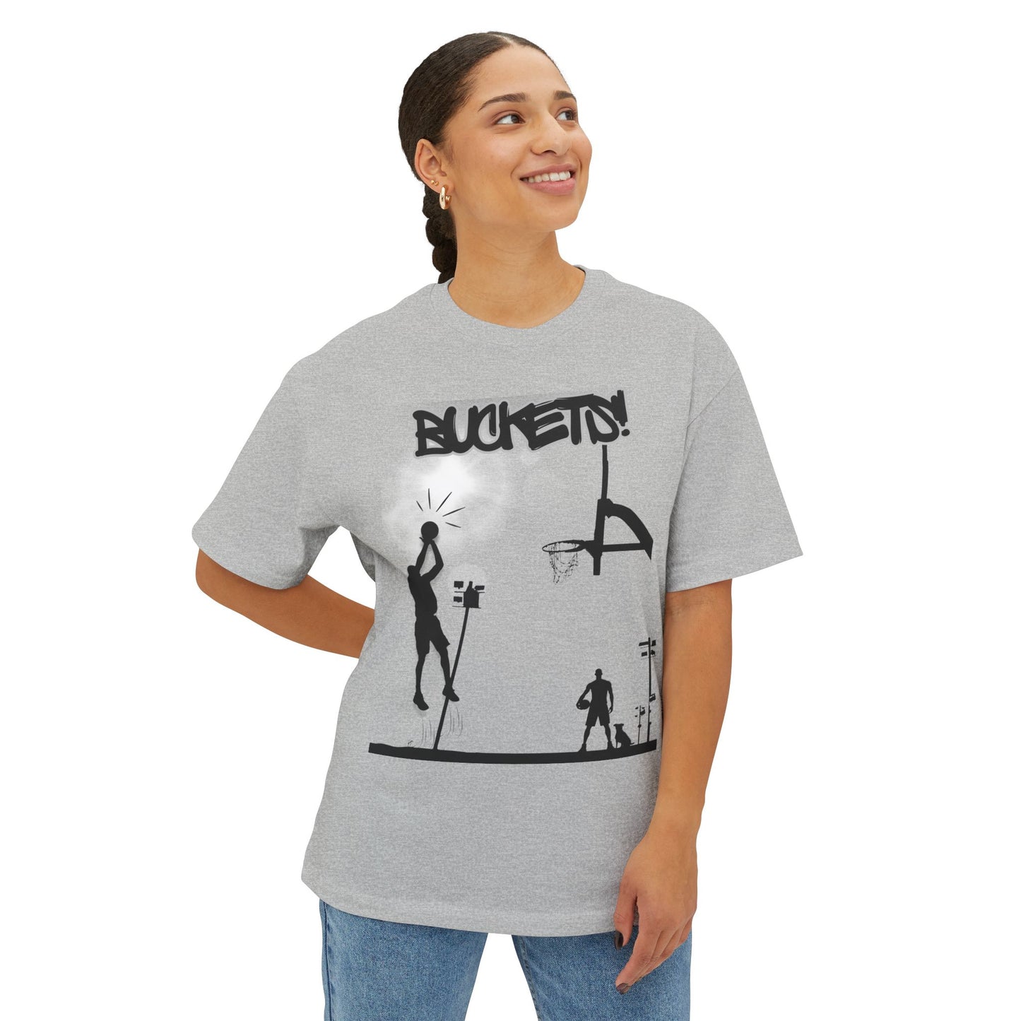 Buckets Basketball Tee – Oversized Box Graphic T-Shirt