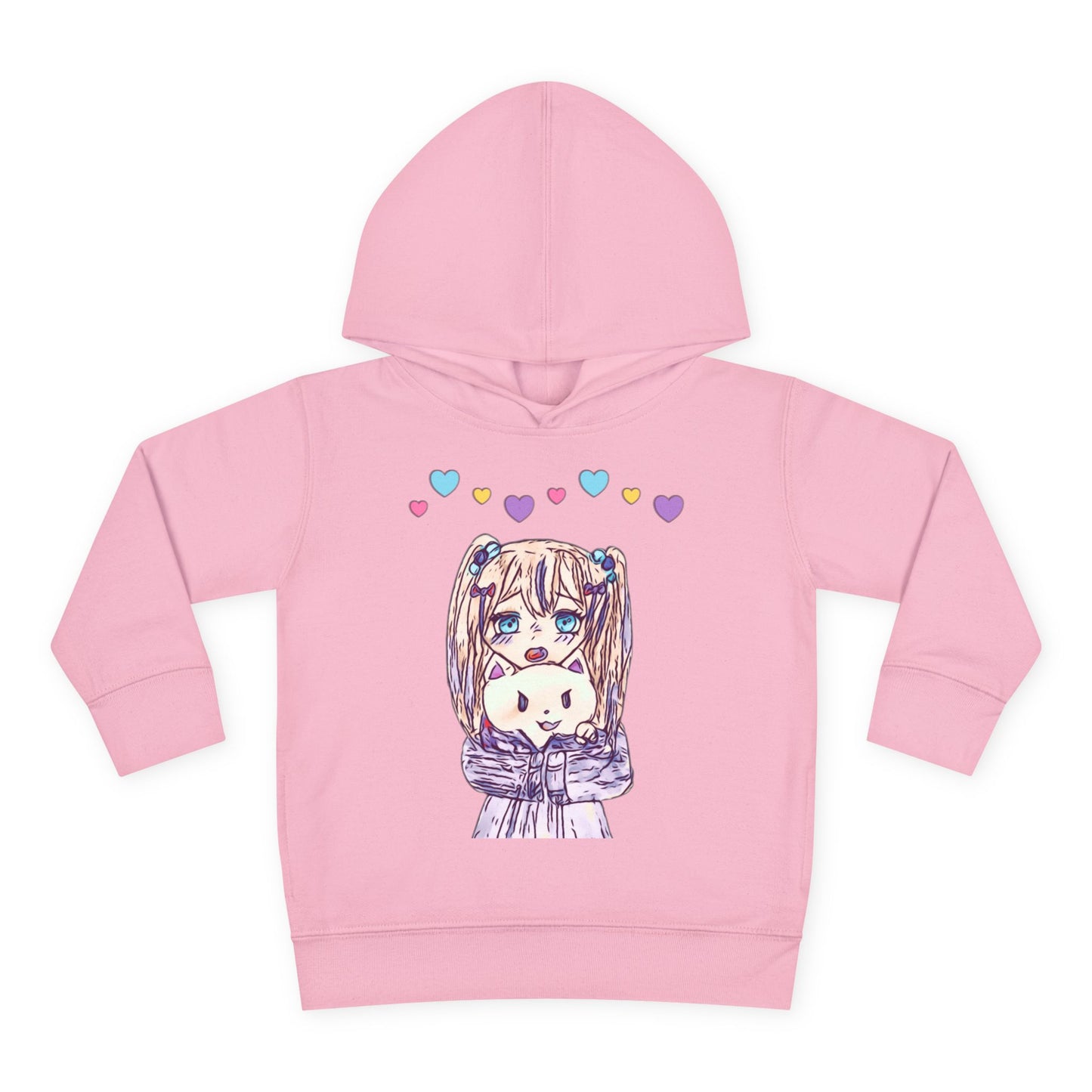 Cute Kawaii Heart Plushie Design Anime Girl - Toddler Hoodie RS3326