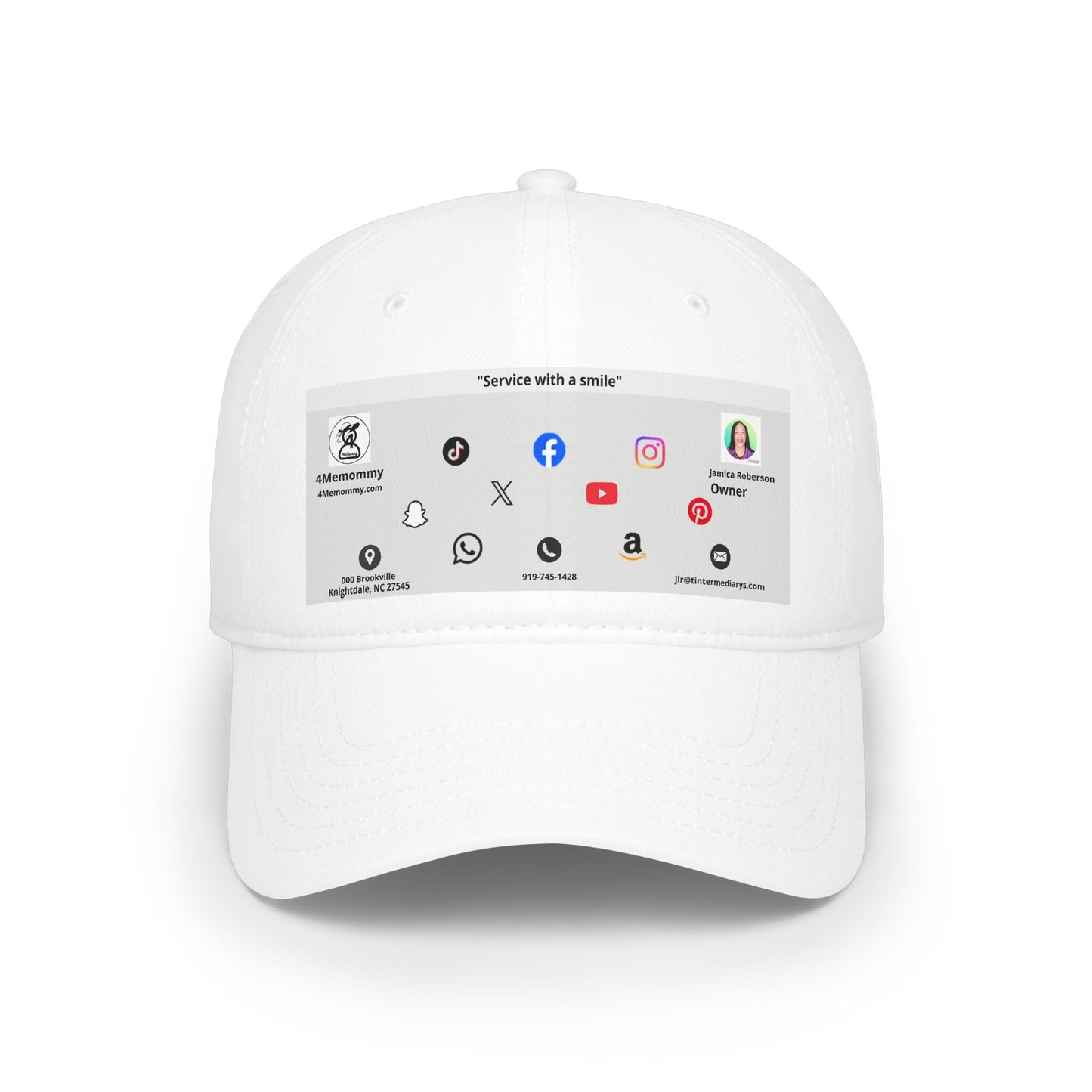 Gray Business Card Hat - Low Profile Baseball Cap (Print)