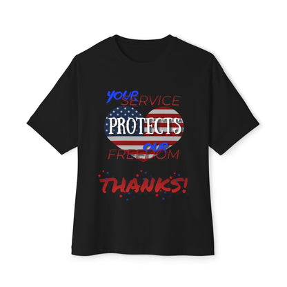 Thanks 4 Service Memorial Day – Oversized Box Graphic T-Shirt