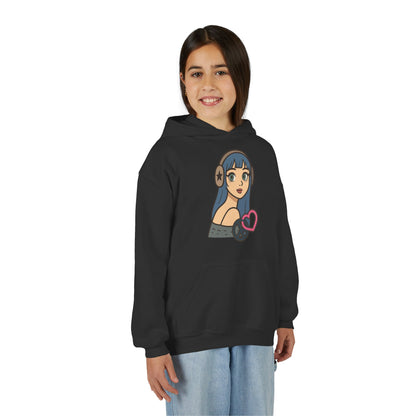 In Her Happy Wearing Headphones - Kids/Youth Hoodie Gildan 18500B