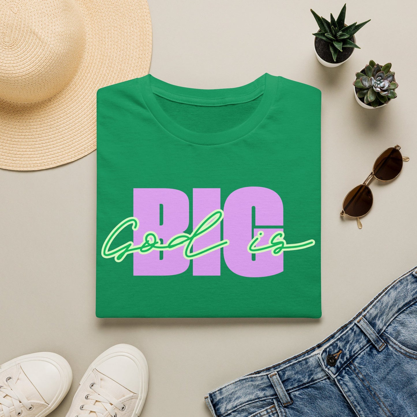 God is BIG (Lavender&Green)Tee - Unisex T- Shirt