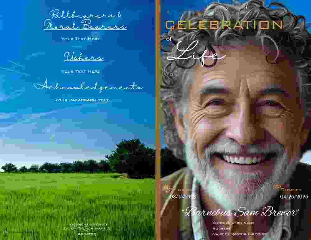 Blue Green Grass Full face Obituary