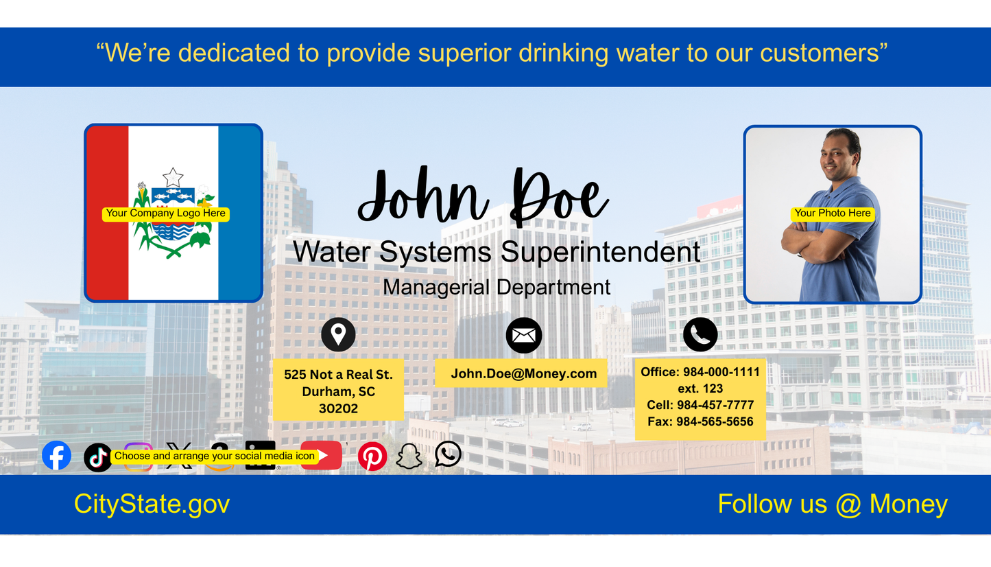 3.5x2 Municipal Business Card template w/ logo and photo