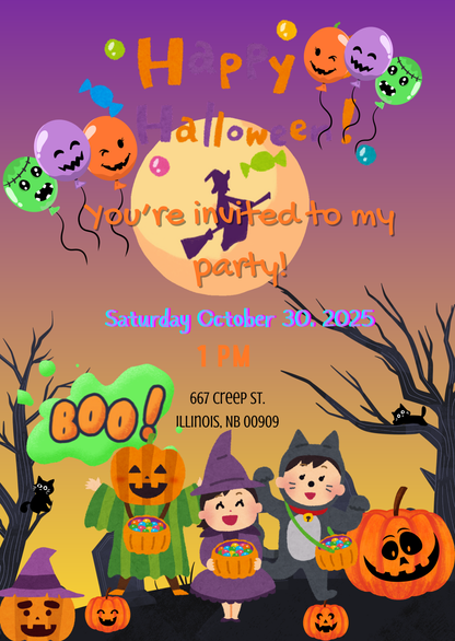 Virtual Kids Happy Halloween Invitation