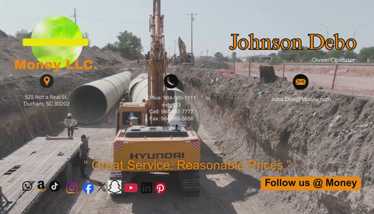 Animated Heavy Equipment Business Card template w/logo