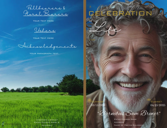 Blue Green Grass Full face Obituary