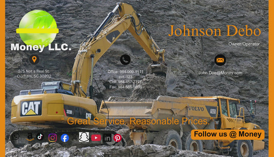 3.5x2" Orange Heavy Equipment Business Card template w/logo