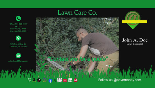Animated Green & Black Lawncare Co. Business Card w/logo & video