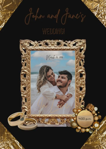 5x7" Gold & Marble Wedding Invitation