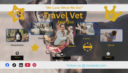 Animated Travel Vet Business Card w/multiple videos-Digital Business Cards