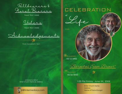 Gold Rings and stars Green Gold Obituary - Bifold