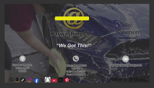 Animated Black & Gray Carwash Business Card w/video & logo